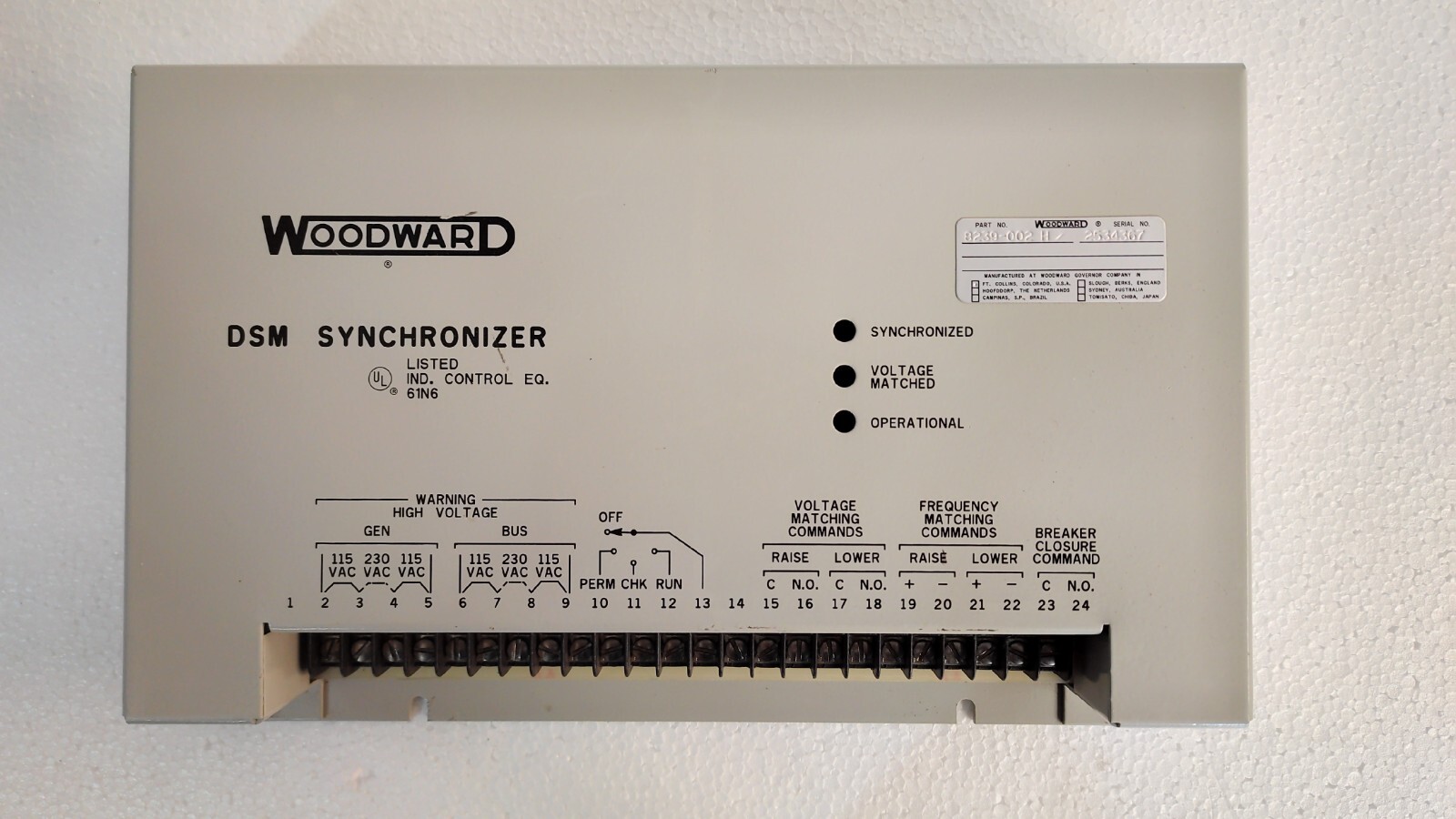 Woodward dsm / DSM Synchronizer Part Number 8239-002 REV H